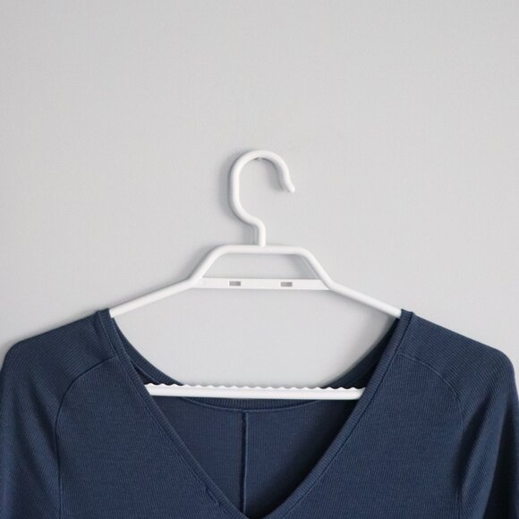 Kit & Ace Womens Blue Sz M Poise High Neck V-Back Ribbed Knit Fitted Midi Dress - Picture 8 of 14